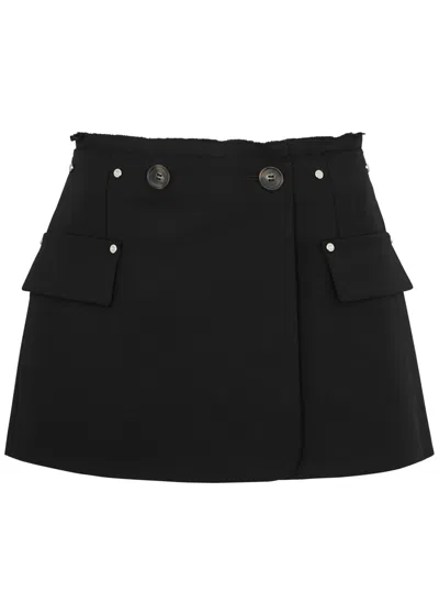 Dion Lee Riveted Stretch-wool Mini Wrap Skirt In Black