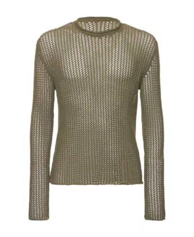 Dion Lee Round-neck Cotton Knitted Sweater In Green