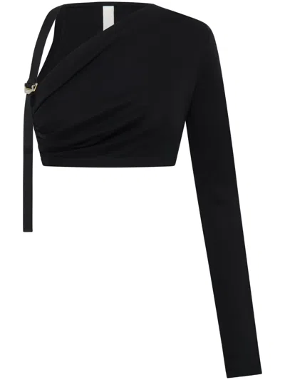 Dion Lee Safety Slider Asymmetric Crop Top In Black