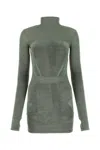 Dion Lee Chenille Intarsia Long-sleeved Mini Dress In Gray