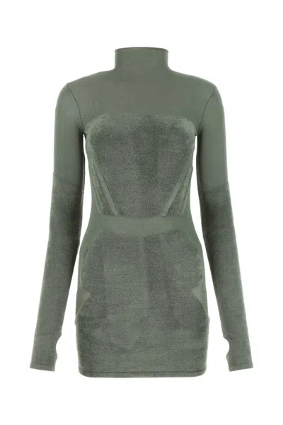 DION LEE SAGE GREEN STRETCH VISCOSE BLEND MINI DRESS