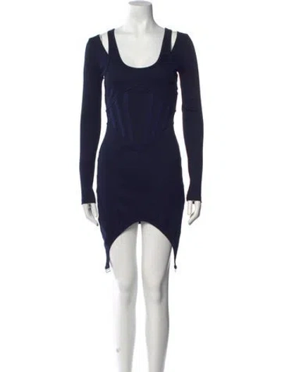 Pre-owned Dion Lee Scoop Neck Knee-length Dress In Blue