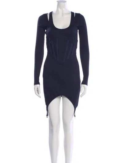 Pre-owned Dion Lee Scoop Neck Knee-length Dress In Blue