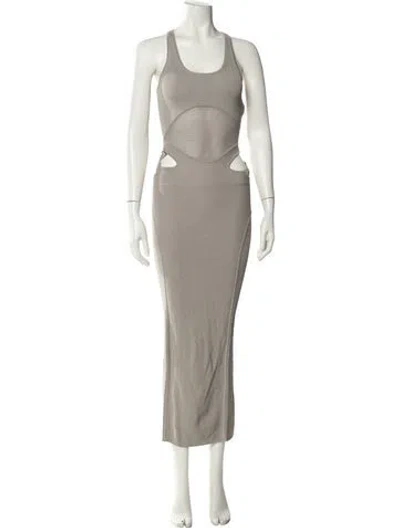 Pre-owned Dion Lee Scoop Neck Long Dress In Gray