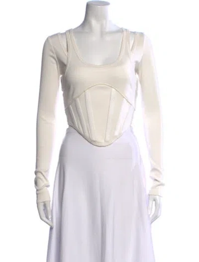 Pre-owned Dion Lee Scoop Neck Long Sleeve Top In White