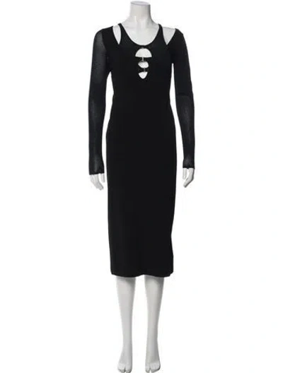 Pre-owned Dion Lee Scoop Neck Midi Length Dress In Black
