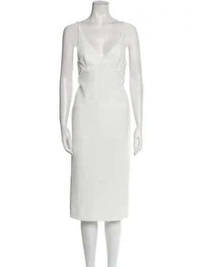 Pre-owned Dion Lee Scoop Neck Midi Length Dress In White
