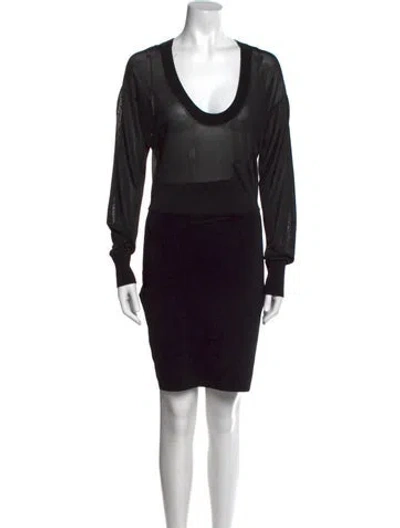 Pre-owned Dion Lee Scoop Neck Mini Dress In Black