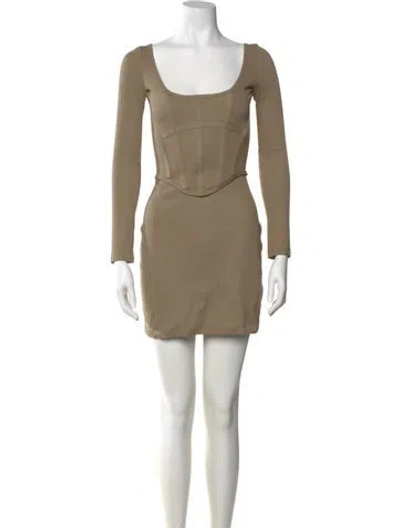 Pre-owned Dion Lee Scoop Neck Mini Dress In Neutral