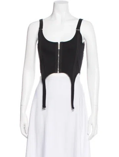 Pre-owned Dion Lee Scoop Neck Sleeveless Crop Top In Black