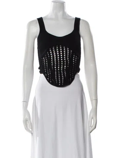 Pre-owned Dion Lee Scoop Neck Sleeveless Crop Top In Black