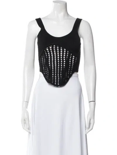 Pre-owned Dion Lee Scoop Neck Sleeveless Crop Top In Black