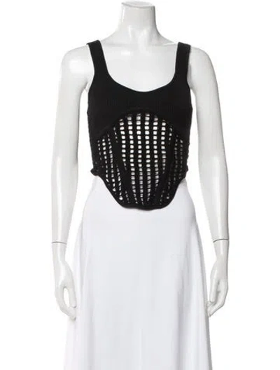 Pre-owned Dion Lee Scoop Neck Sleeveless Crop Top In Black