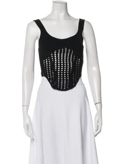 Pre-owned Dion Lee Scoop Neck Sleeveless Crop Top In Black