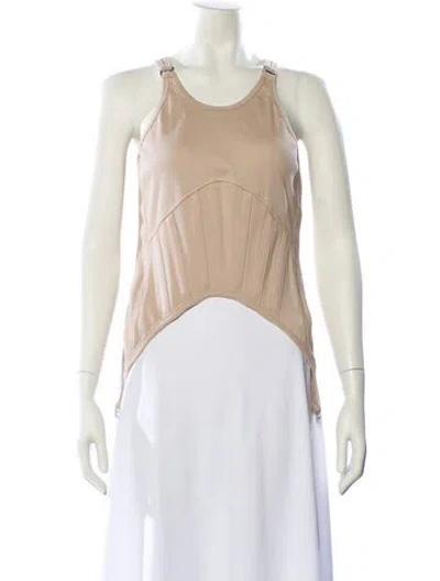 Pre-owned Dion Lee Scoop Neck Sleeveless Crop Top In Neutral