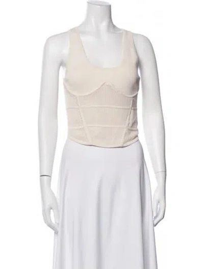 Pre-owned Dion Lee Scoop Neck Sleeveless Crop Top In Neutral