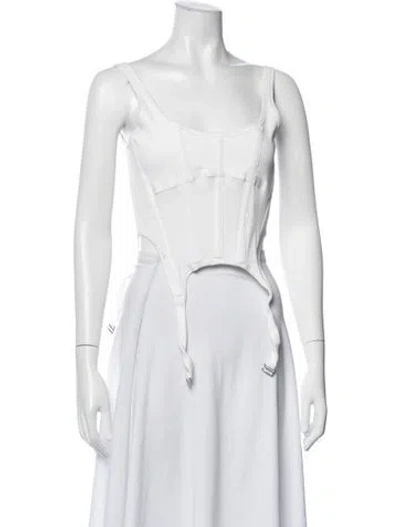 Pre-owned Dion Lee Scoop Neck Sleeveless Crop Top In Neutrals
