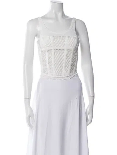 Pre-owned Dion Lee Scoop Neck Sleeveless Crop Top In White