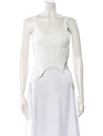 Pre-owned Dion Lee Scoop Neck Sleeveless Top In White