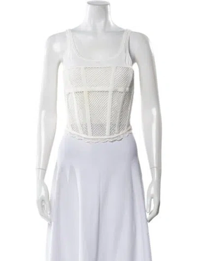 Pre-owned Dion Lee Scoop Neck Sleeveless Top In White