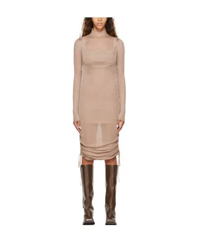 Dion Lee Semi-sheer Draped Minidress In Nude