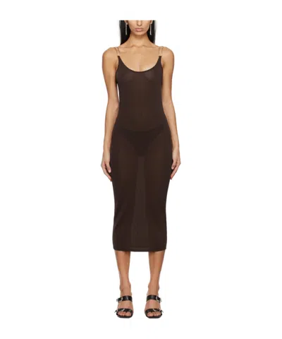 Dion Lee Semi-sheer Open-back Midi Dress In Black