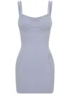Dion Lee Serpent Lace-panel Ribbed-knit Minidress In Blue