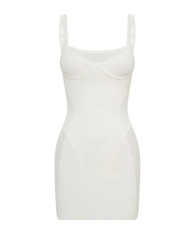 Dion Lee Serpent Lace-panelled Minidress In White