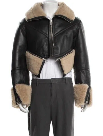 Pre-owned Dion Lee Shearling Bomber Jacket In Black