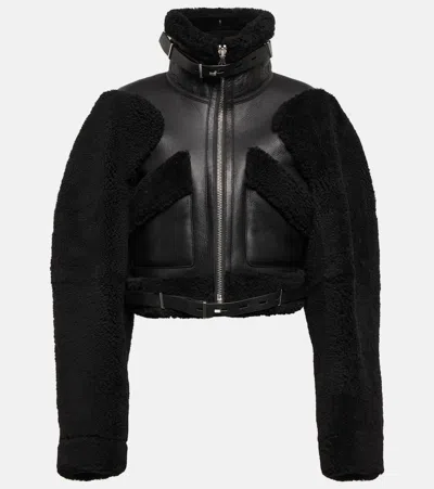 Dion Lee Lederjacke Mit Shearling In Black