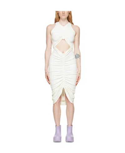 Dion Lee White Organic Cotton Midi Dress In Ivory