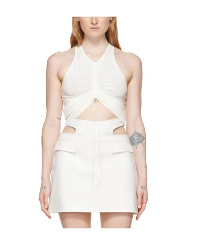 Dion Lee Sheer Gathered-front Tank Top In White