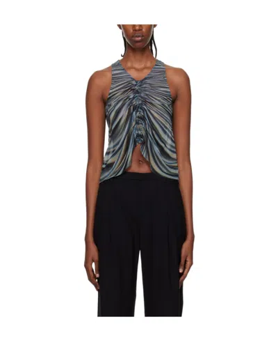 Dion Lee Shirred Draped Tank Top In Black