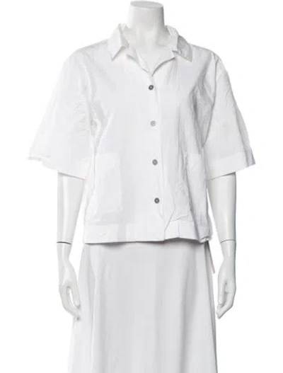 Pre-owned Dion Lee Short Sleeve Button-up Top In White