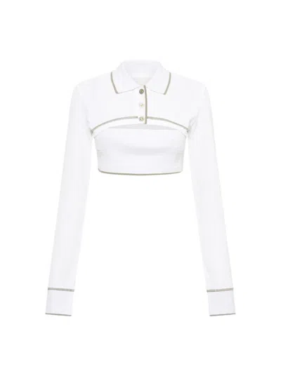 Dion Lee Shrunken Snap Polo Top In White