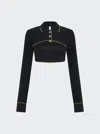Dion Lee Shrunken Snap Polo Top In Black