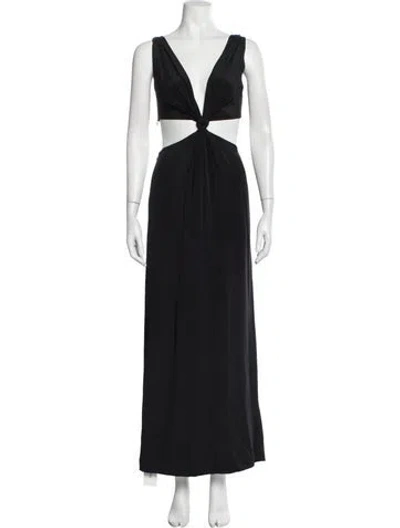 Pre-owned Dion Lee Silk Long Dress In Black