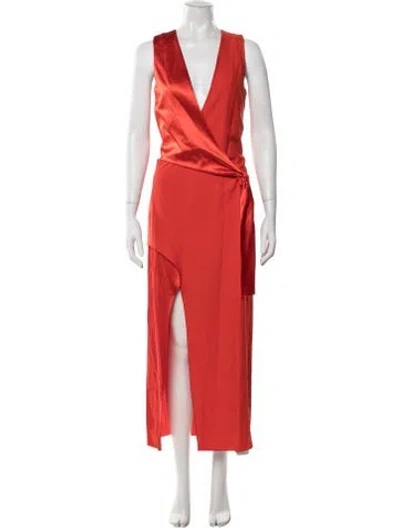 Pre-owned Dion Lee Silk Long Dress In Orange