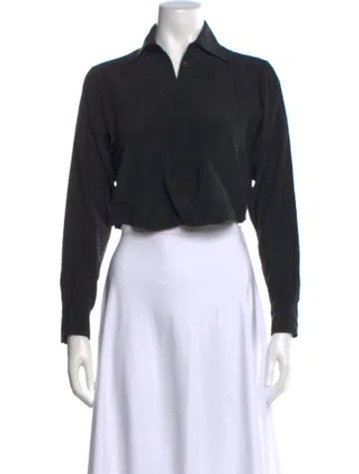Pre-owned Dion Lee Silk Long Sleeve Button-up Top In Black
