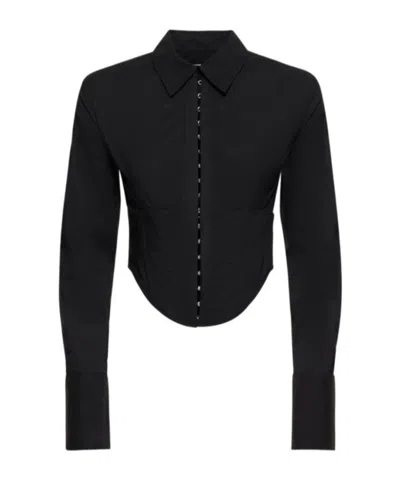 Dion Lee Silk Long-sleeve Short-sleeved Shirt In Black