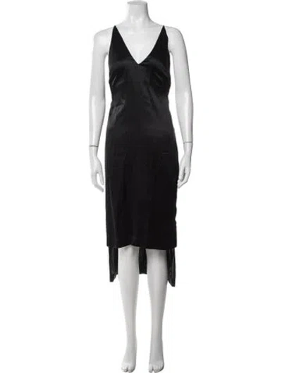 Pre-owned Dion Lee Silk Midi Length Dress In Black