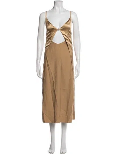 Pre-owned Dion Lee Silk Midi Length Dress In Neutrals
