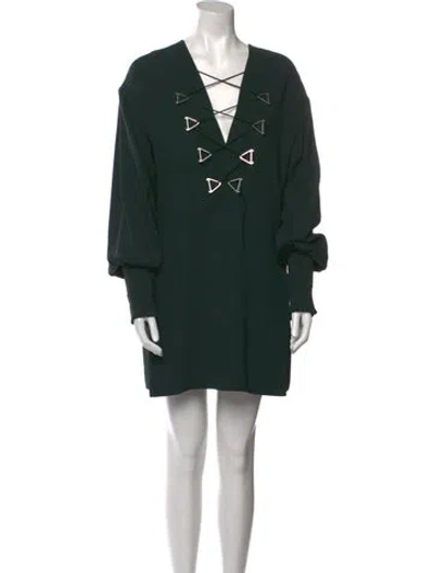 Pre-owned Dion Lee Silk Mini Dress In Green