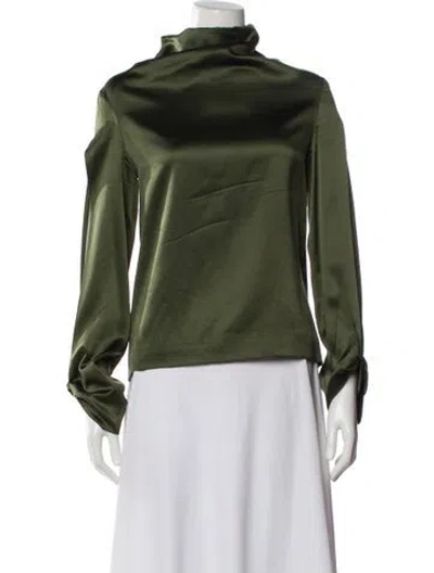 Pre-owned Dion Lee Silk Mock Neck Blouse In Green