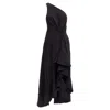 Dion Lee Silk One Shoulder Drape Asymmetric Ruffle Dress In Black