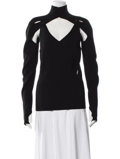 Pre-owned Dion Lee Silk Turtleneck Sweater In White