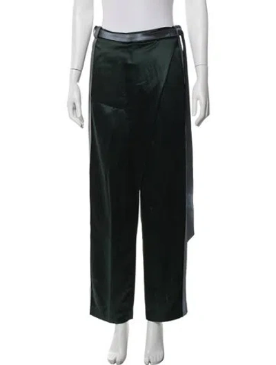 Pre-owned Dion Lee Silk Wide Leg Pants In Green