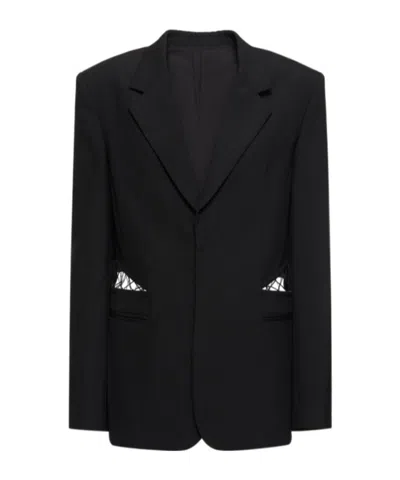 Dion Lee Single-breasted Cutout Suit Jacket In Black