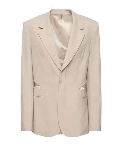 Dion Lee Single-breasted Wool Interwoven Suit Jacket In Neutral
