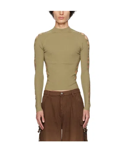 Dion Lee Snake Diamond Skivvy Wool Jumper In Green